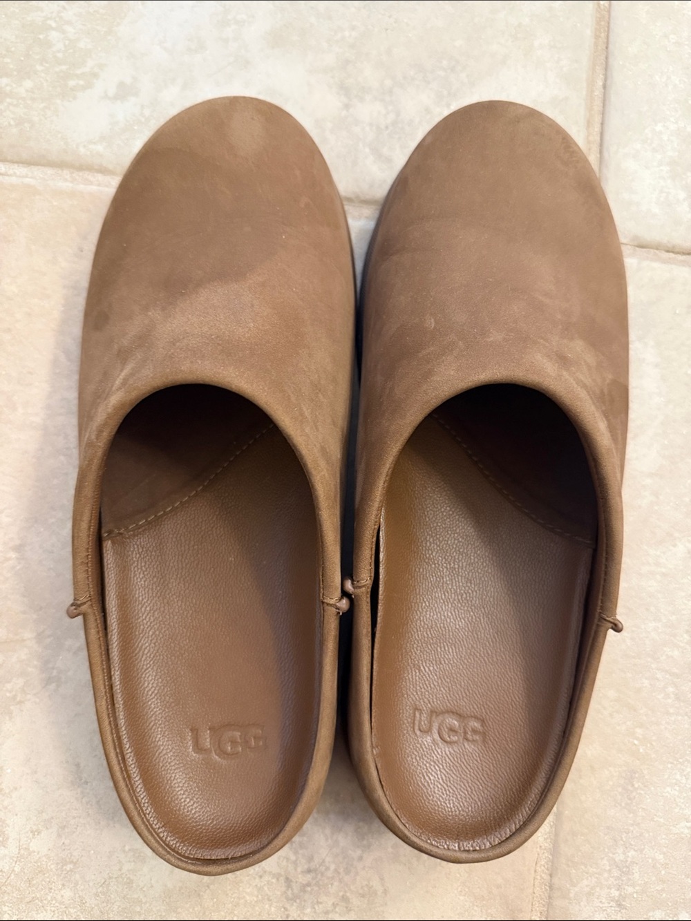 UGG Brown Leather Slip-On Mules